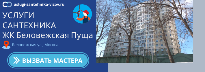 Срочный вызов сантехника в ЖК Беловежская Пуща